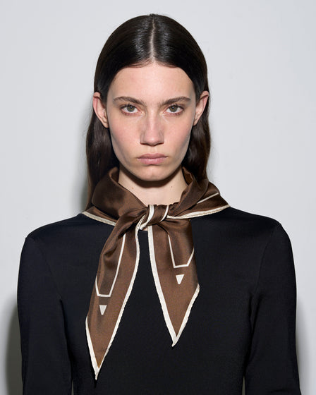 Aeyde | Soren Silk Scarf Scarves for Women | Moka Silk | Luxury Materials | Handmade in Italy
