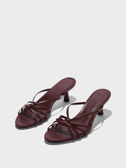 Aeyde | Abby Leather Heeled Sandals for Women | Port Nappa | Round Toe | Mid Heel | Luxury Materials | Handmade in Italy