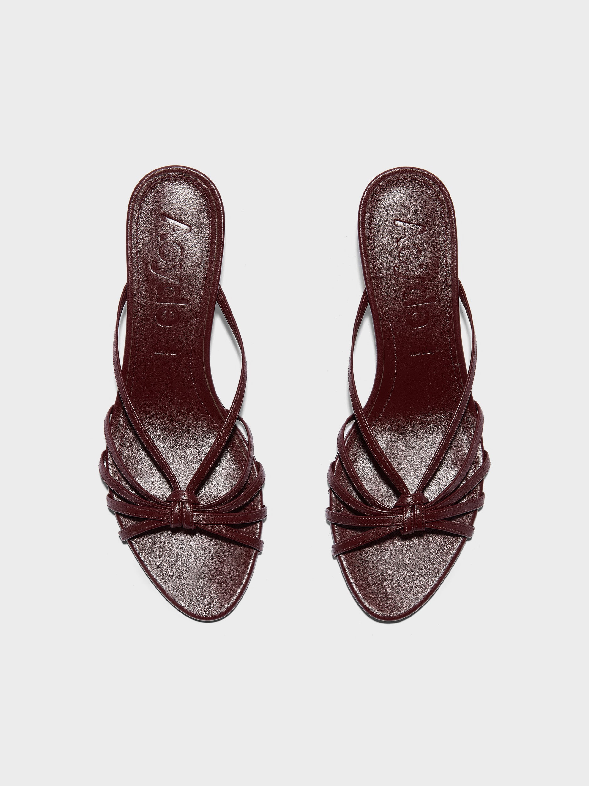 Aeyde | Abby Leather Heeled Sandals for Women | Port Nappa | Round Toe | Mid Heel | Front View