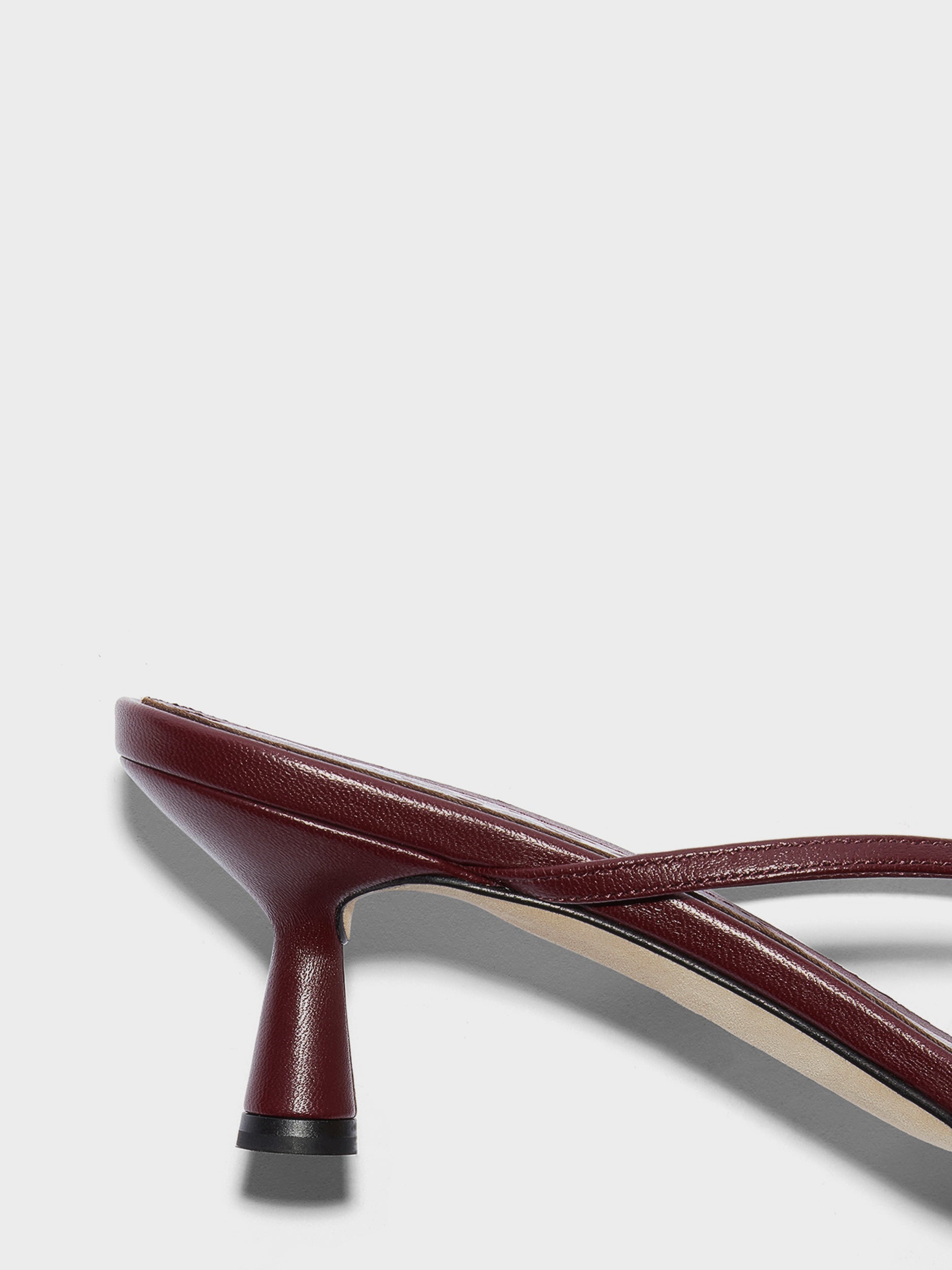 Aeyde | Abby Leather Heeled Sandals for Women | Port Nappa | Round Toe | Mid Heel | Heel Details