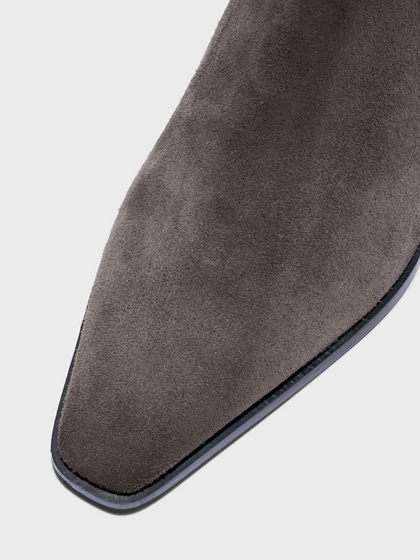 Aeyde | Agata Suede Ankle Boots Leather Ankle Boots for Women | Taupe Suede | Square Toe | Mid Heel | Heel Details