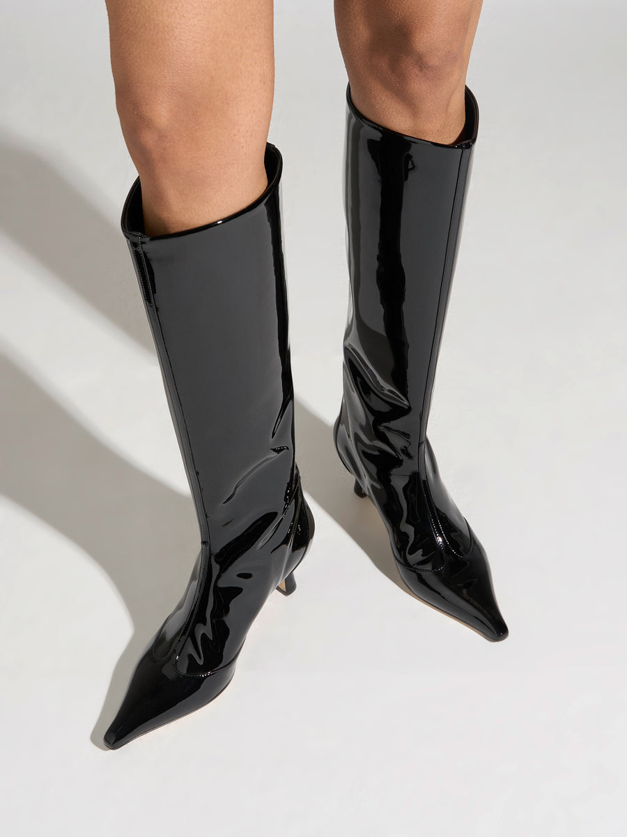 Alexis Patent Knee-High Boots