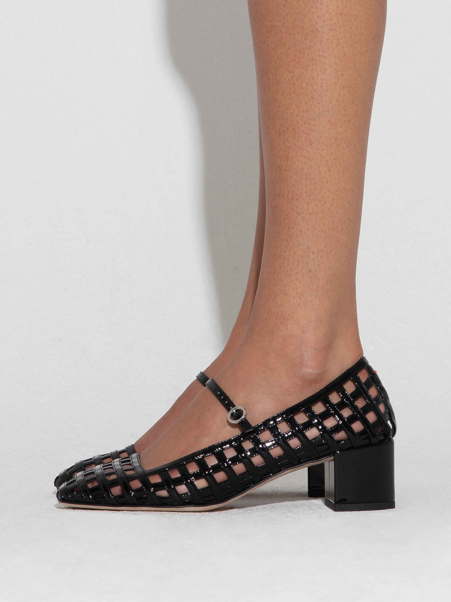 Aline Caged Leather Mary-Jane Pumps