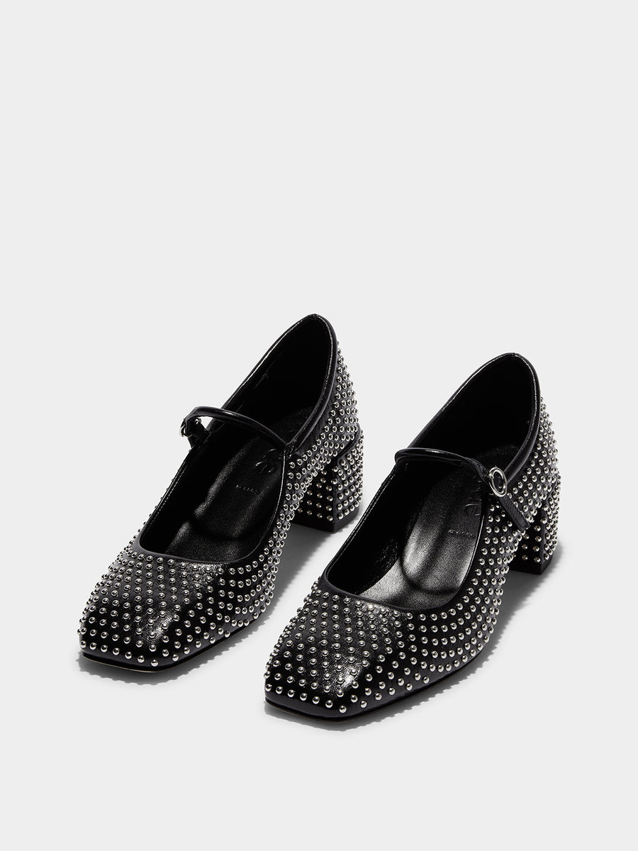 Aline Mini Studs Leather Mary-Jane Pumps