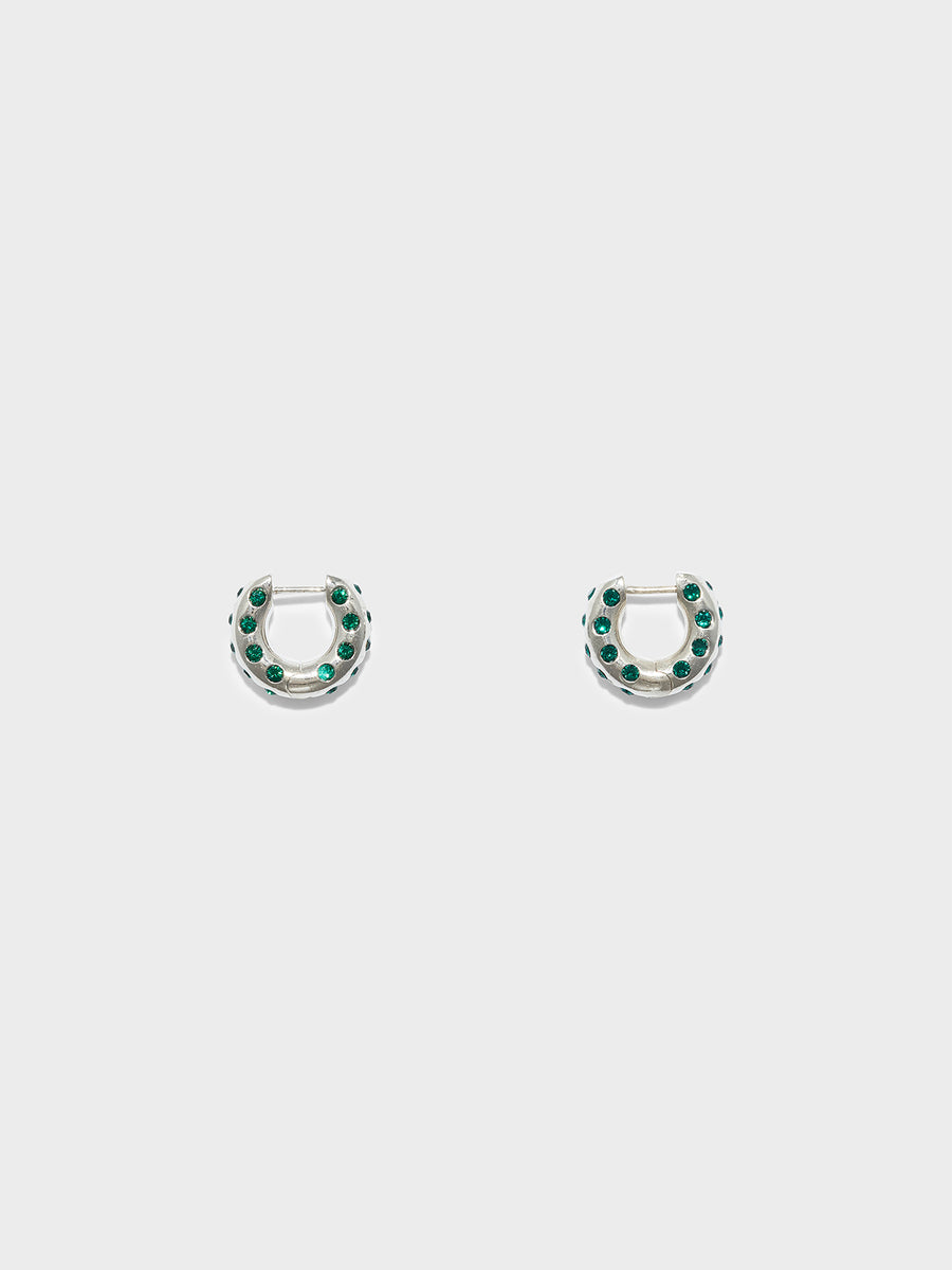 Aeyde | Alto Crystal and Palladium-Plated Hoop Earrings for Women | Luxury Materials | Handmade in Italy