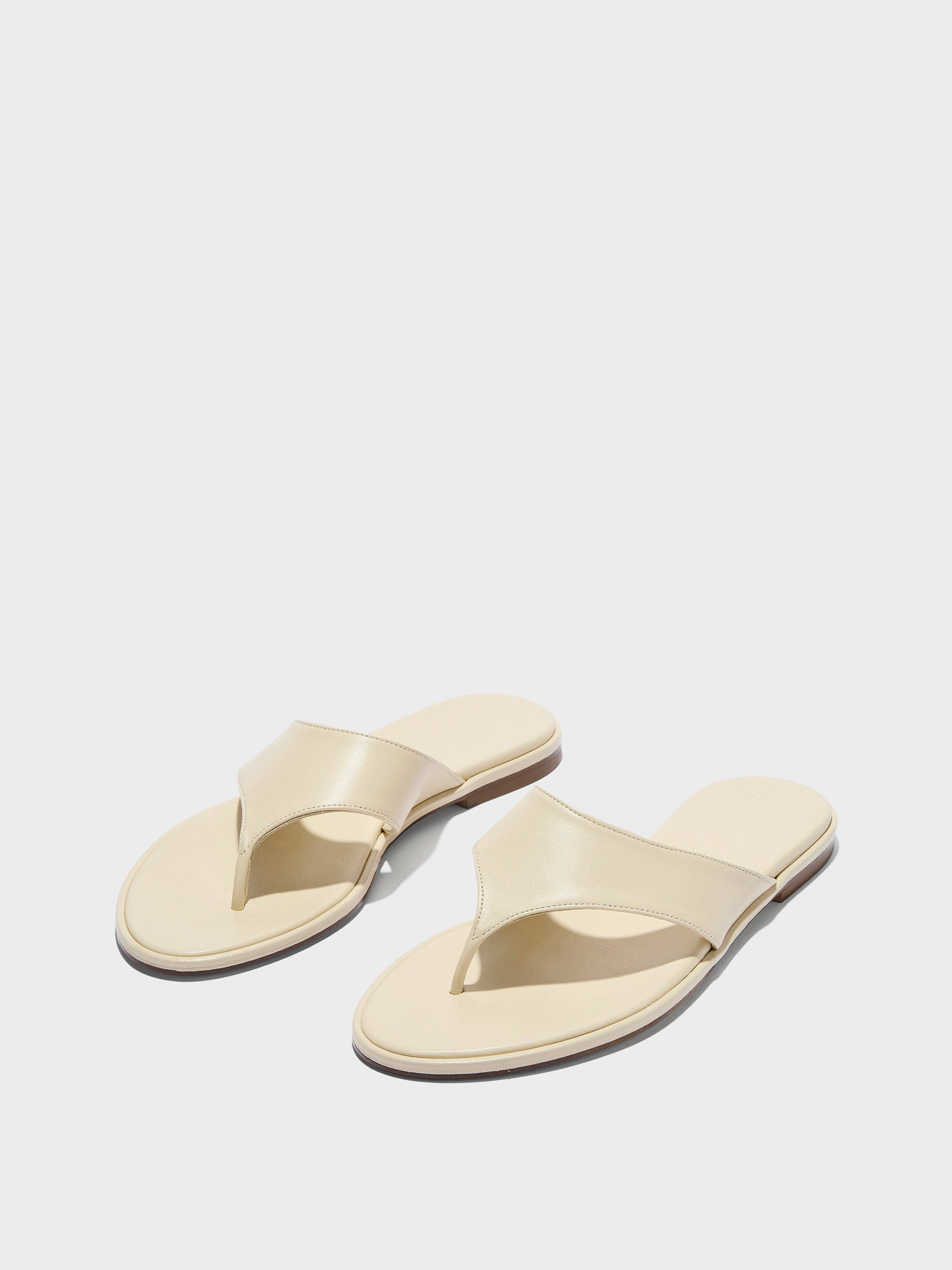 Aeyde | Amaya Leather Flat Sandals for Women | Creamy Nappa | Round Toe | Flat Heel | Luxury Materials | Handmade in Italy