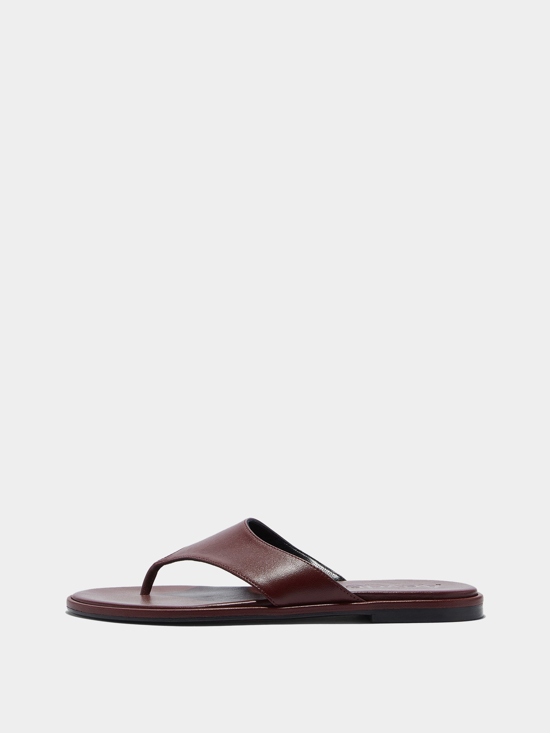 Aeyde | Amaya Leather Flat Sandals for Women | Port Nappa | Round Toe | Flat Heel | Side View