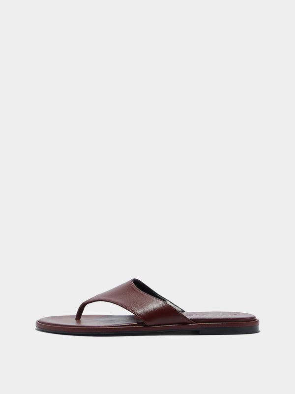 Aeyde | Amaya Leather Flat Sandals for Women | Port Nappa | Round Toe | Flat Heel | Side View
