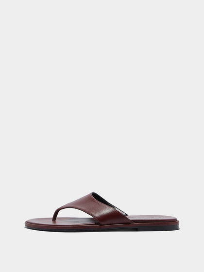 Aeyde | Amaya Leather Flat Sandals for Women | Port Nappa | Round Toe | Flat Heel | Side View