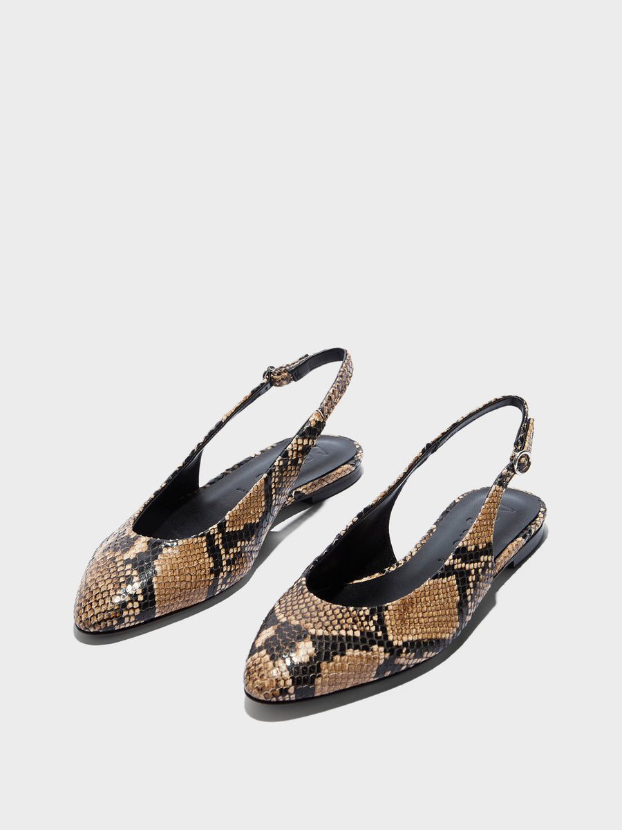Amelia Snake Print Slingback Flats