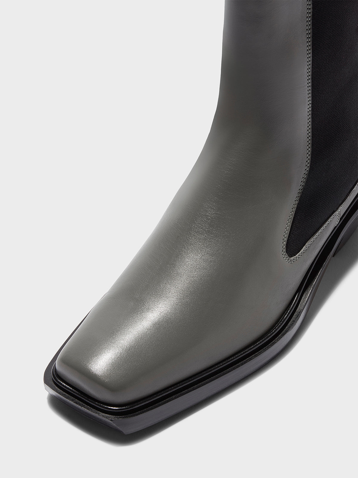 Aeyde | Antonia Leather Biker Boots Leather Ankle Boots for Women | Cement Calf | Square Toe | Low Heel | Luxury Materials | Handmade in Italy