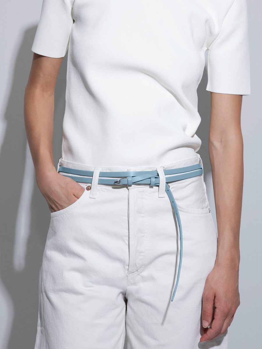 Aeyde | Ari Leather Belt for Women | Glass/Silver Nappa | Luxury Materials | Handmade in Italy | How to Style
