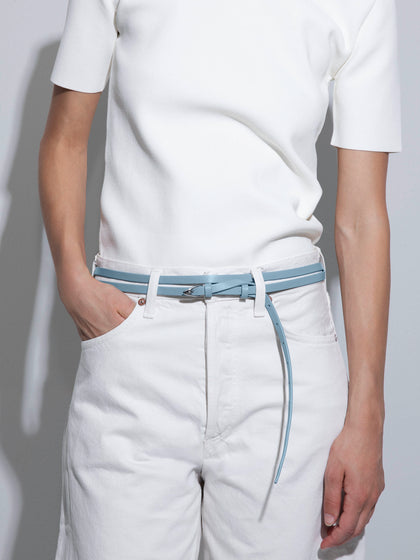 Aeyde | Ari Leather Belt for Women | Glass/Silver Nappa | Luxury Materials | Handmade in Italy | How to Style