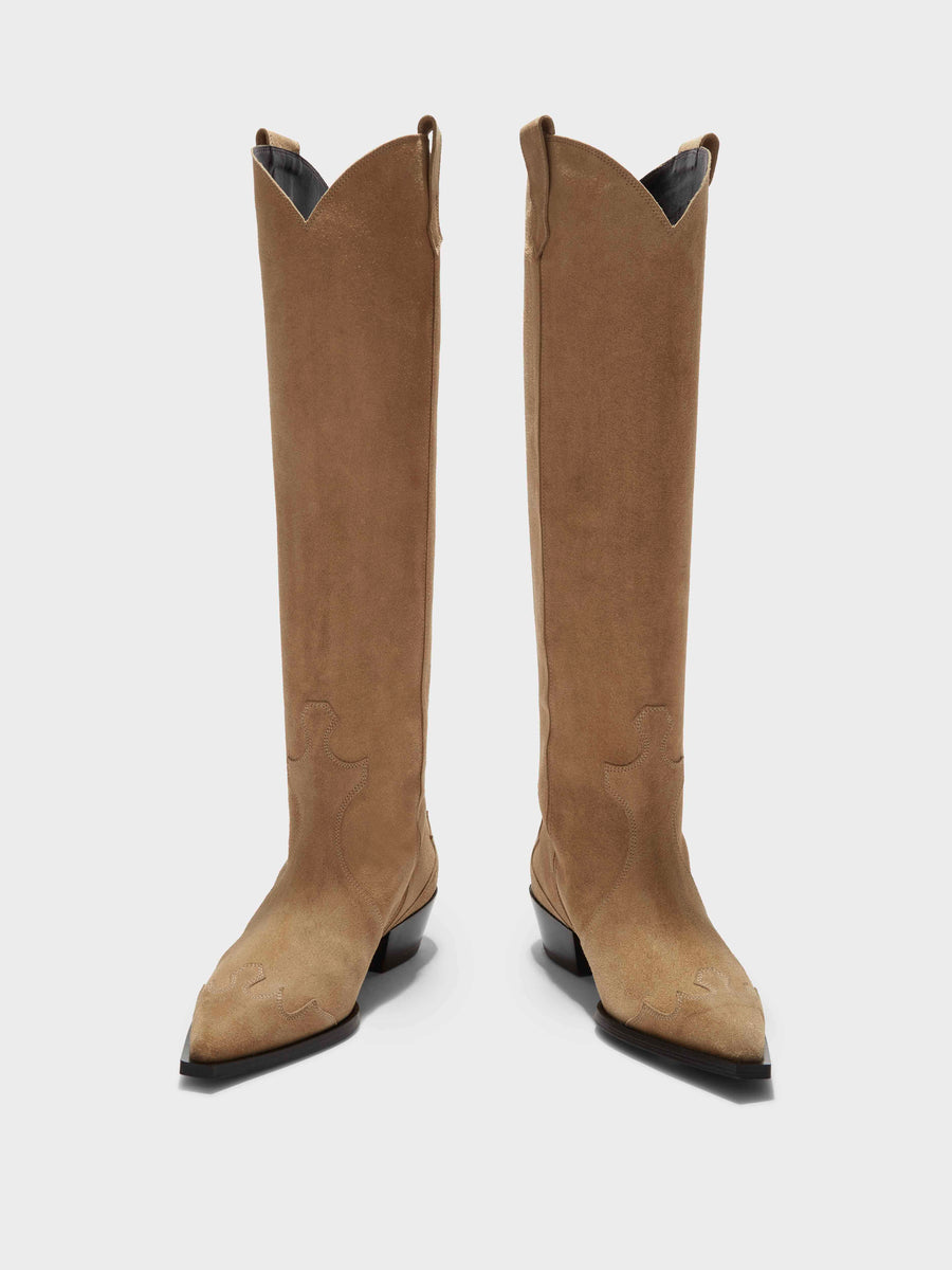 Aruna Suede Cowboy Knee-High Boots