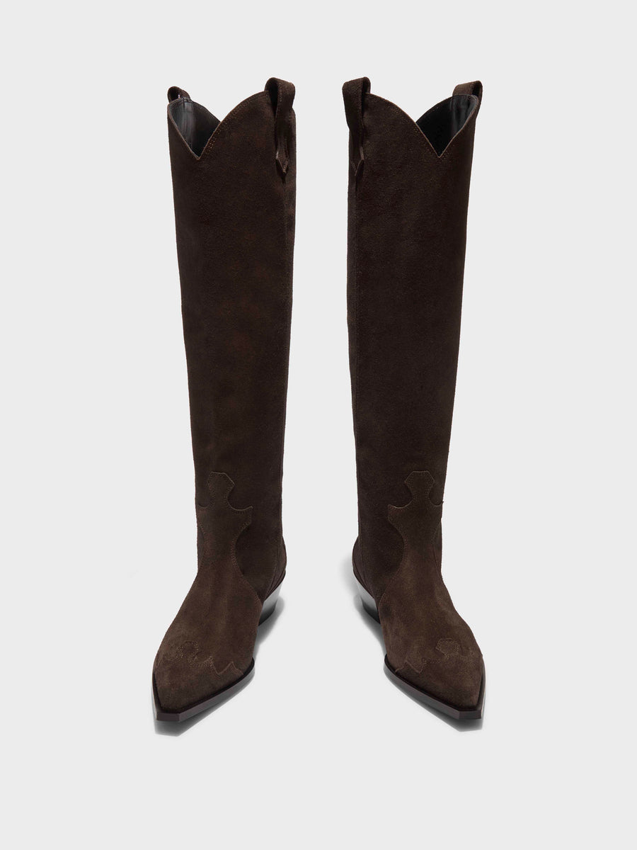 Aruna Suede Cowboy Knee-High Boots