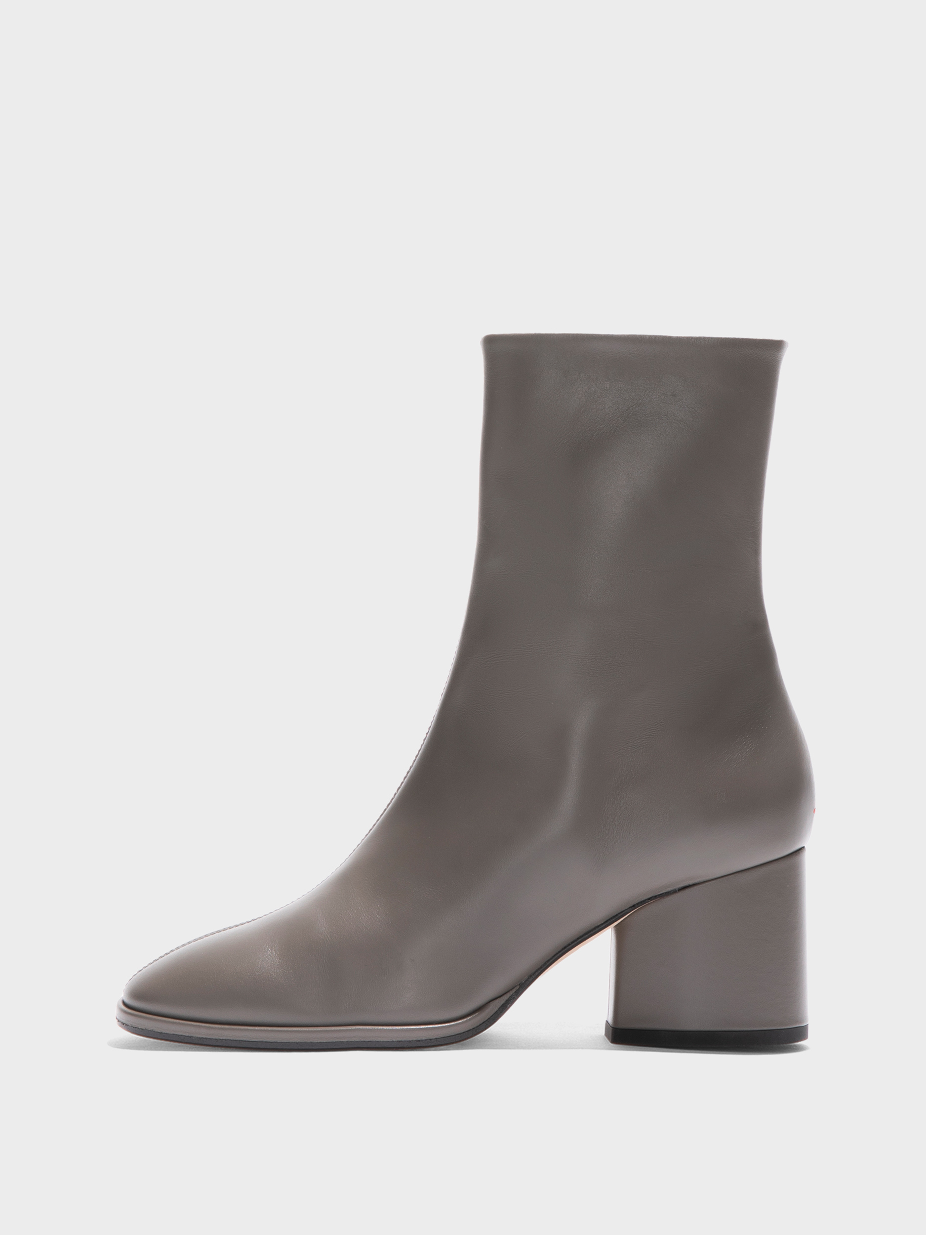Aeyde | Ayla Leather Ankle Boots Leather Ankle Boots for Women | Taupe Calf | Round Toe | Mid Heel | Side View