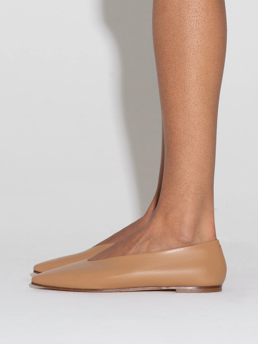 Betty Leather Square-Toe Ballet Flats