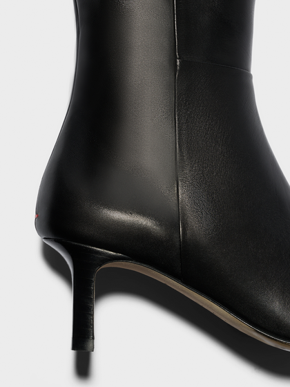 Aeyde | Bita Knee-High Boots Leather Knee High Boots for Women | Black Calf | Square Toe | Mid Heel | Front View