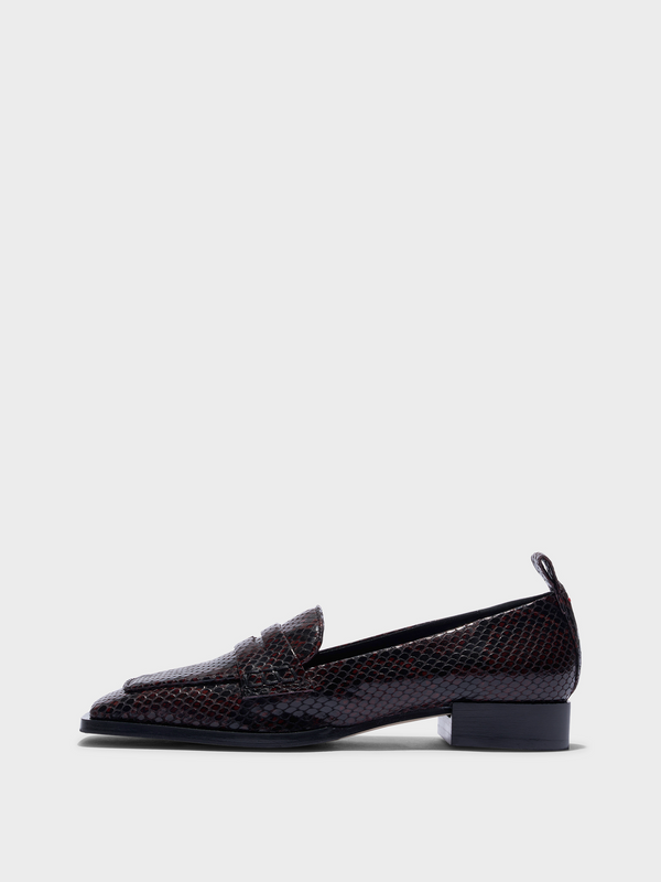 Aeyde | Blake Square-Toe Flats Leather Flats for Women | Port Snake | Square Toe | Flat Heel | Side View