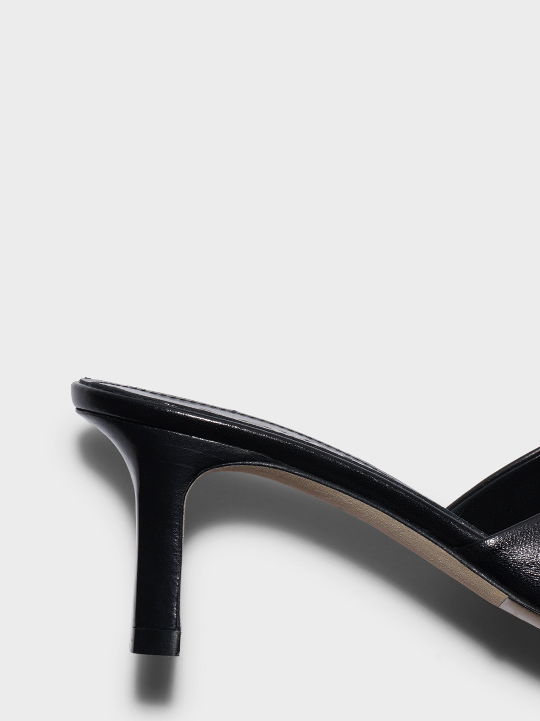 Aeyde | Blithe Square-Toe Mules Leather Pumps for Women | Black Nappa | Square Toe | Mid Heel | Heel Details