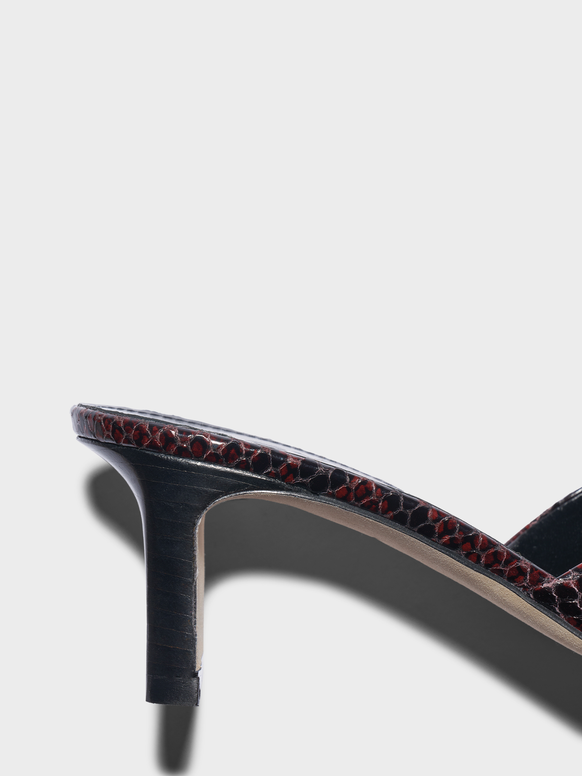 Aeyde | Blithe Square-Toe Mules Leather Pumps for Women | Port Snake | Square Toe | Mid Heel | Heel Details