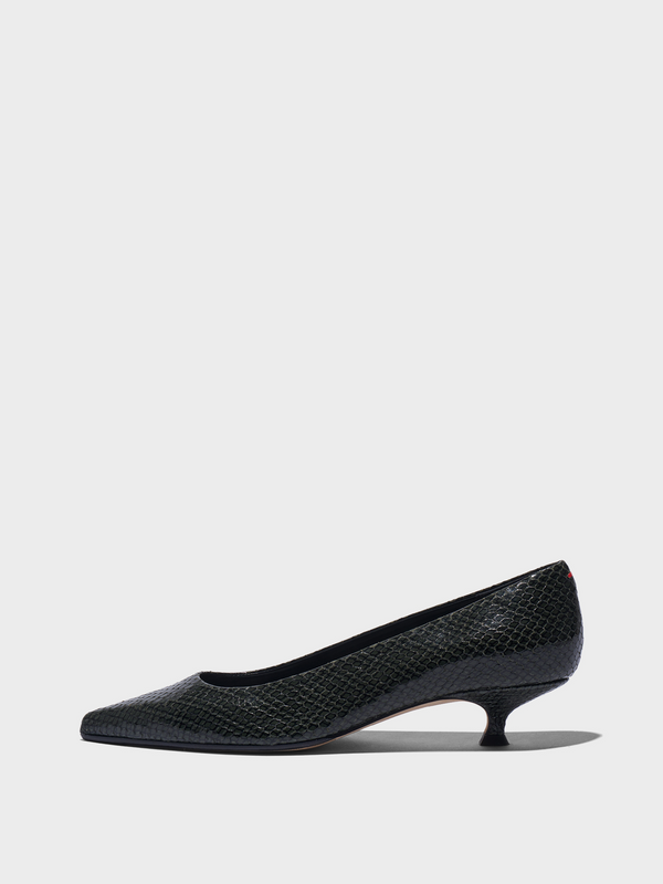 Aeyde | Cari Pointed-Toe Pumps Leather Pumps for Women | Moss Mini Snake | Pointed Toe | Low Heel | Side View