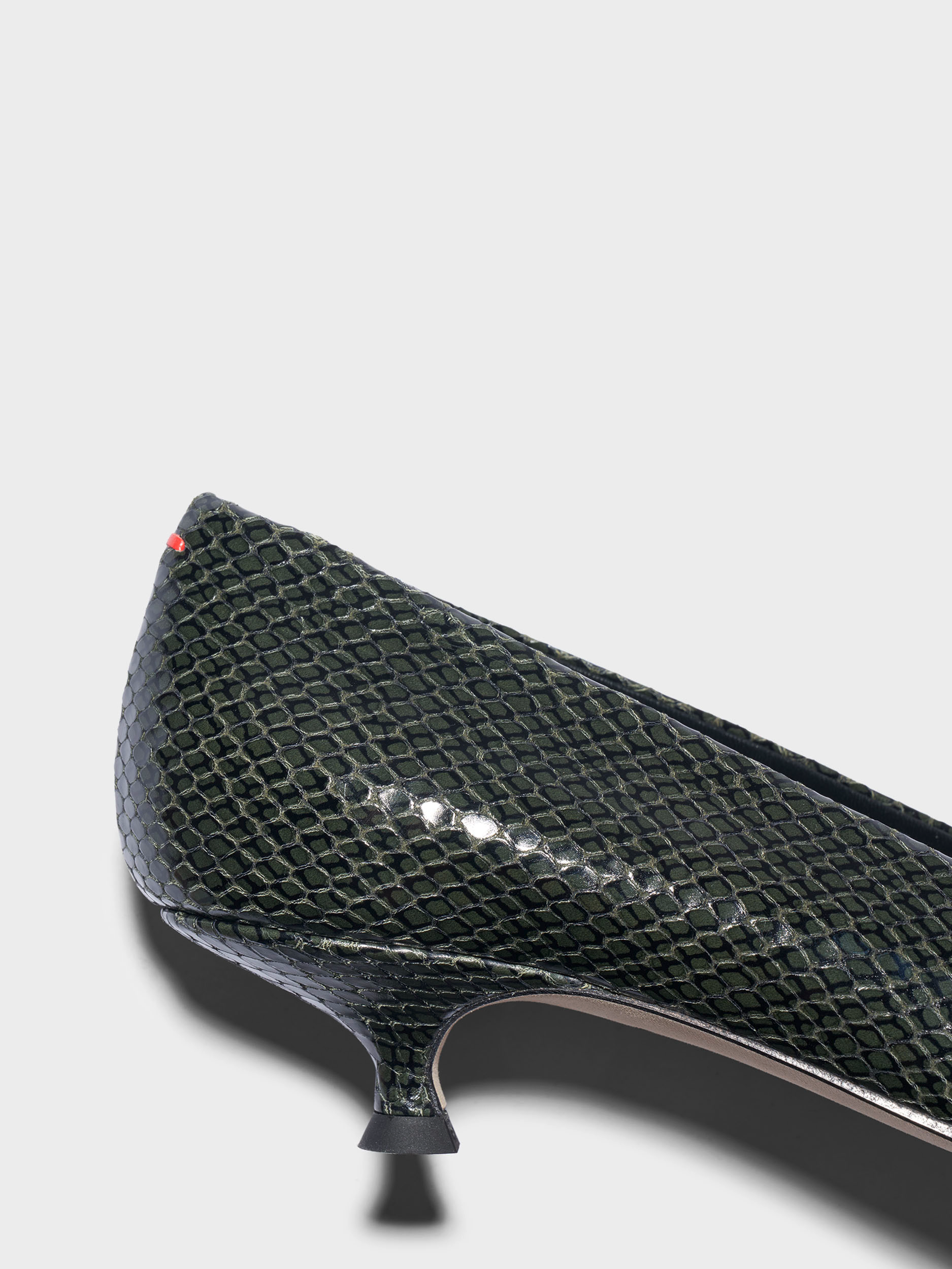 Aeyde | Cari Pointed-Toe Pumps Leather Pumps for Women | Moss Mini Snake | Pointed Toe | Low Heel | Heel Details