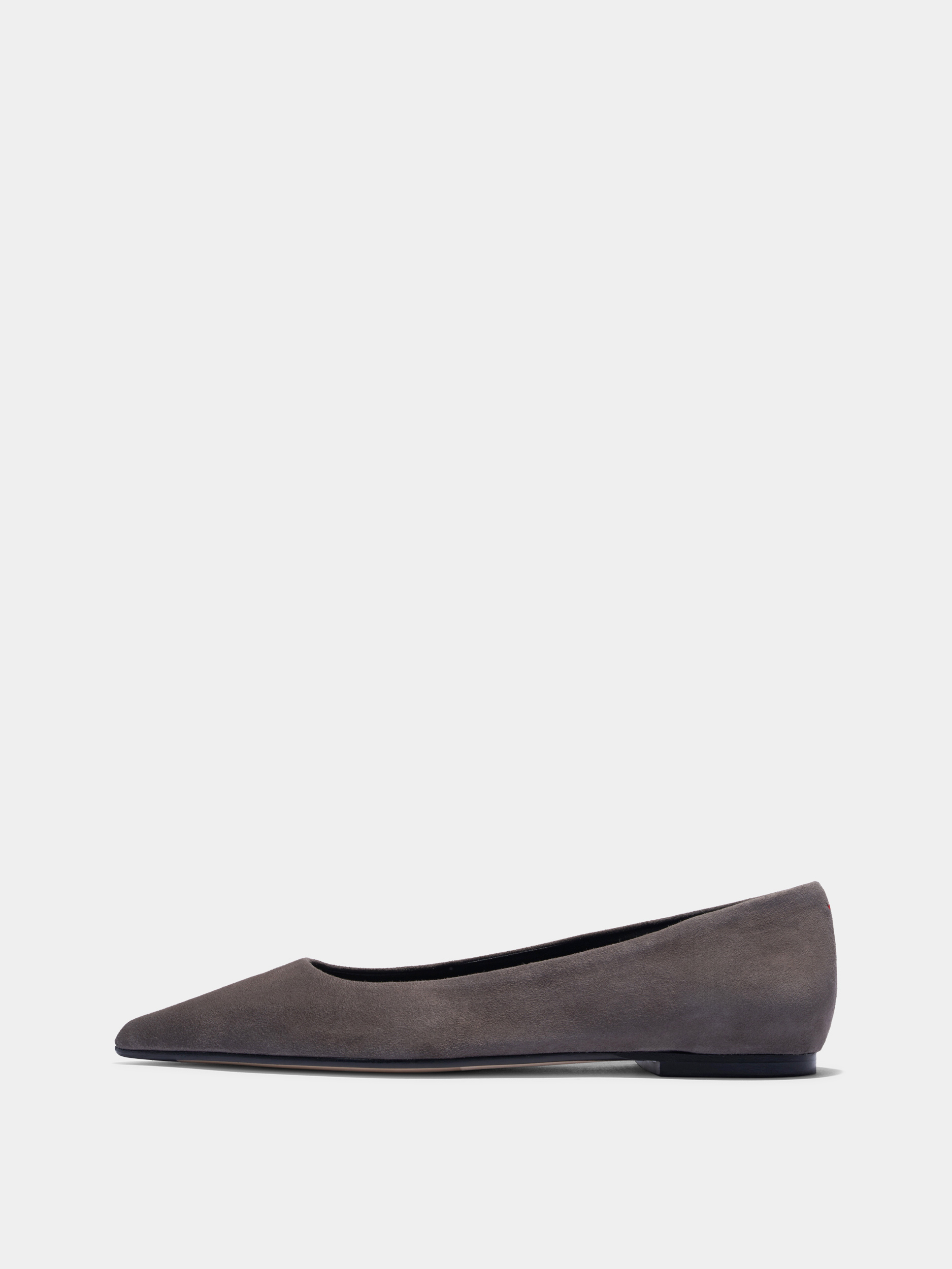 Aeyde | Cassy Pointed-Toe Suede Flats Leather Flats for Women | Taupe Suede | Pointed Toe | Flat Heel | Side View