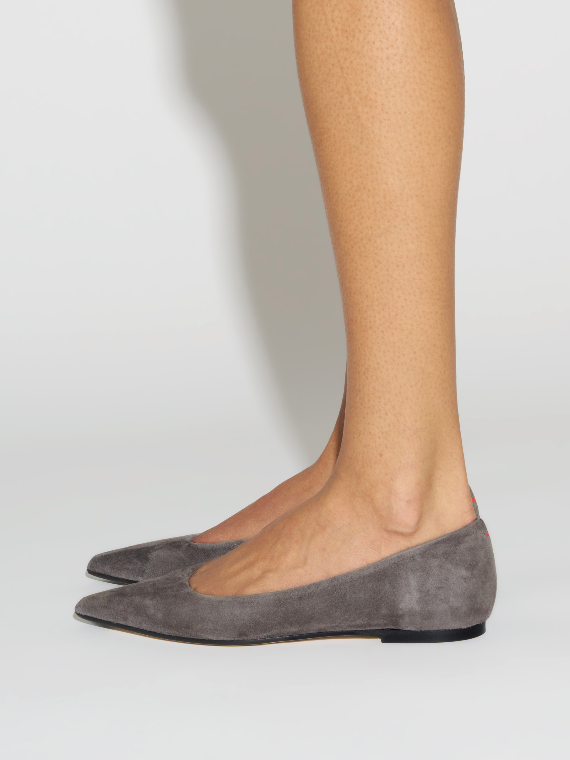 Aeyde | Cassy Pointed-Toe Suede Flats Leather Flats for Women | Taupe Suede | Pointed Toe | Flat Heel | Front View