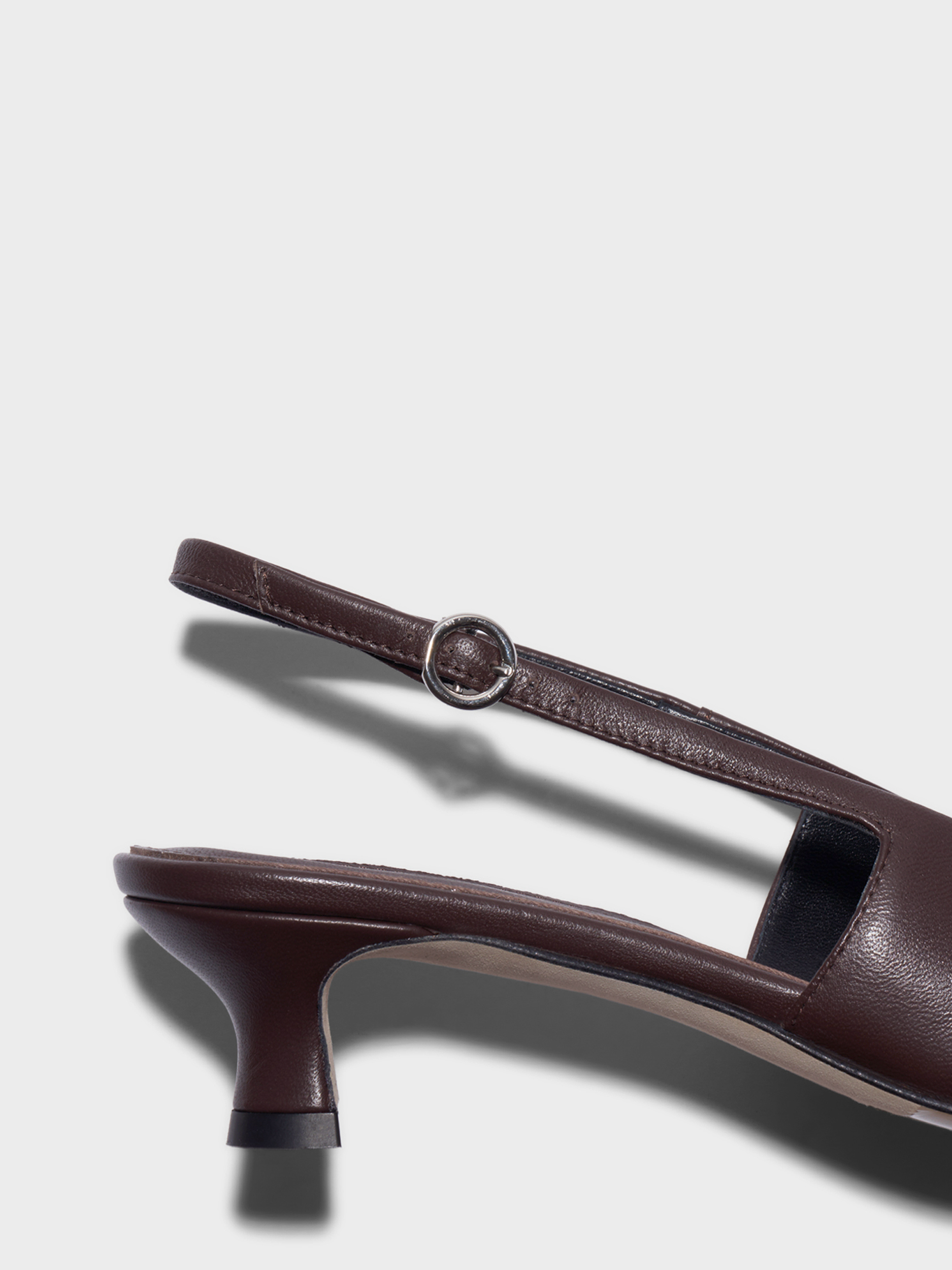 Aeyde | Catrina Leather Pumps for Women | Moka Nappa | Pointed Toe | Mid Heel | Heel Details