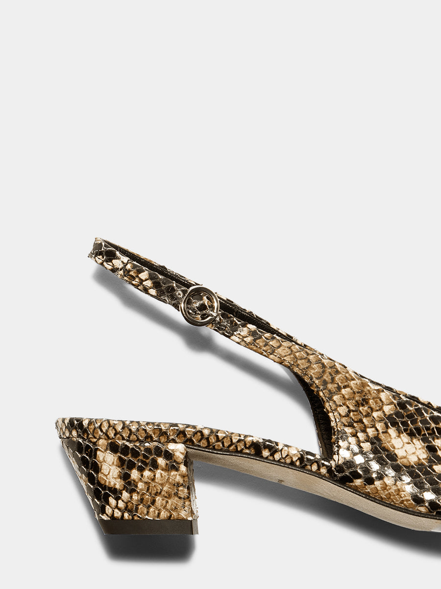Aeyde | Celeste Leather Pumps for Women | Hazelnut Snake |  | Mid Heel | Heel Details