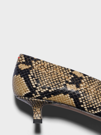 Aeyde | Clara Pointed-Toe Pumps Leather Pumps for Women | Hazelnut Snake | Pointed Toe | Low Heel | Heel Details