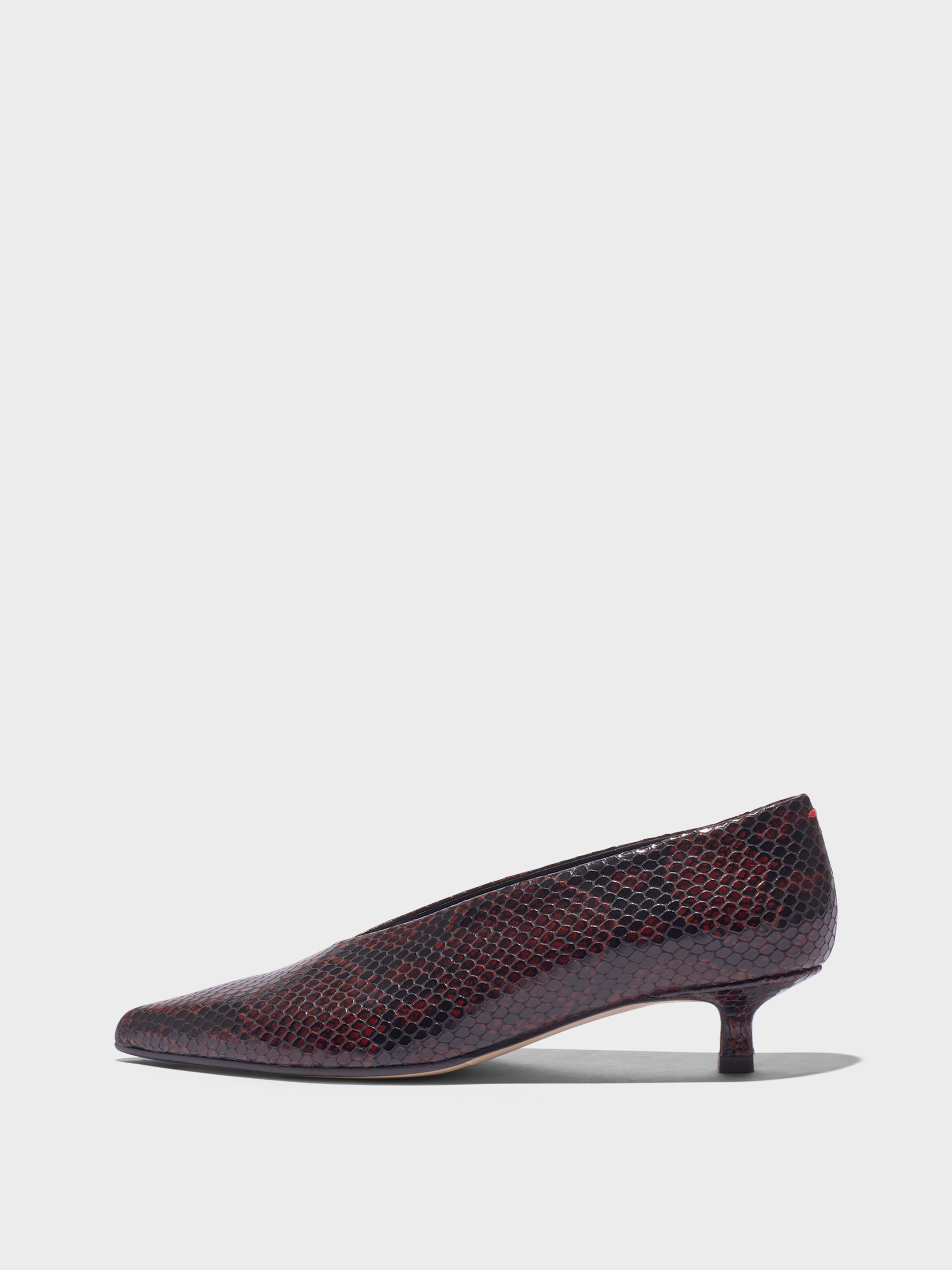 Aeyde | Clara Pointed-Toe Pumps Leather Pumps for Women | Port Snake | Pointed Toe | Low Heel | Side View