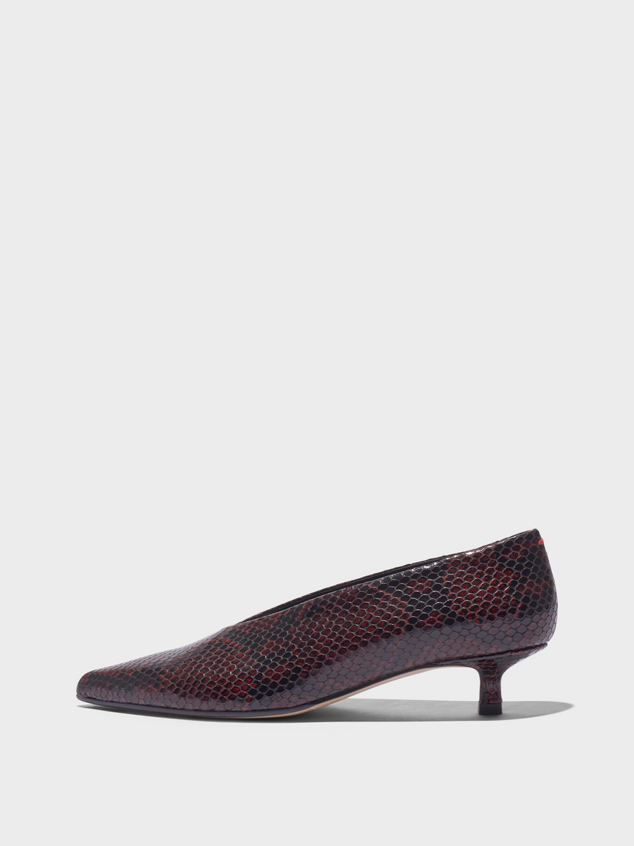 Aeyde | Clara Pointed-Toe Pumps Leather Pumps for Women | Port Snake | Pointed Toe | Low Heel | Side View