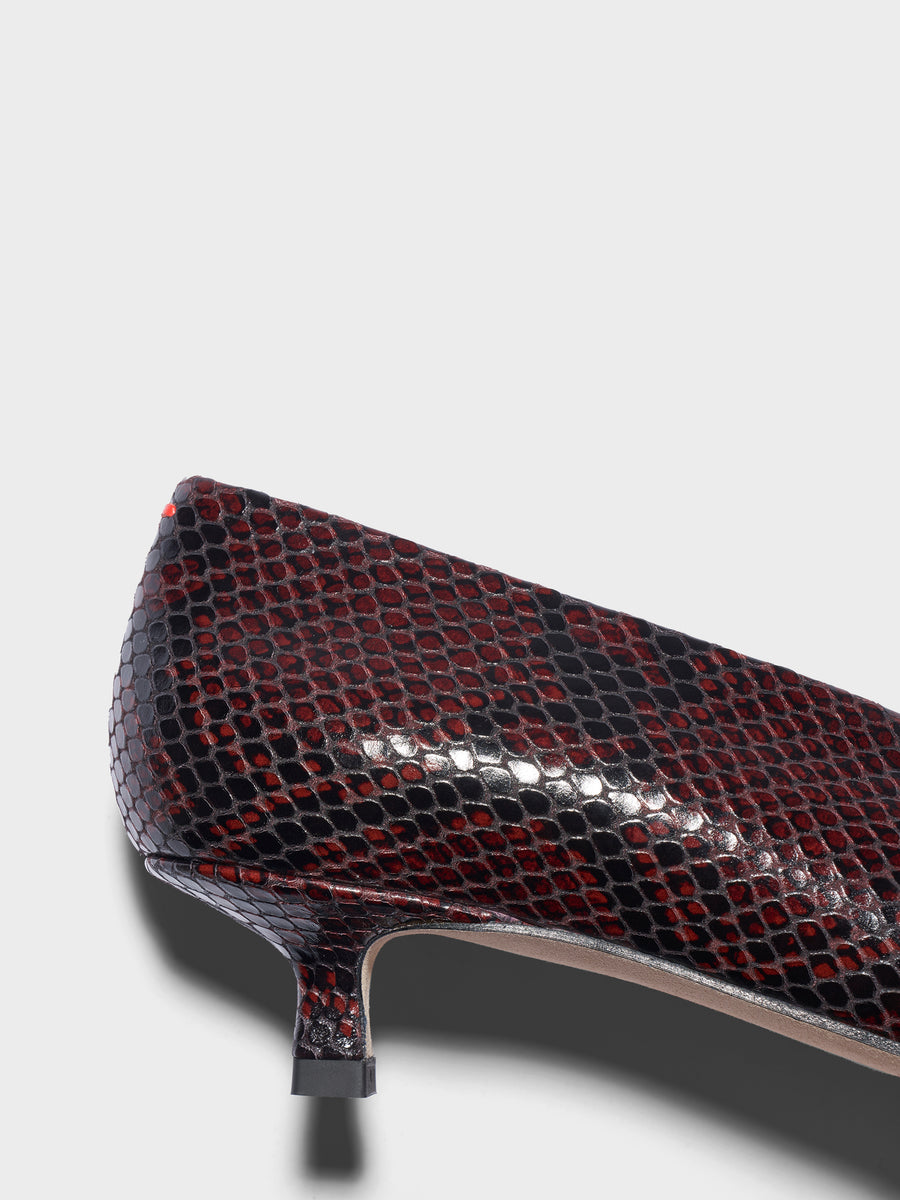 Aeyde | Clara Pointed-Toe Pumps Leather Pumps for Women | Port Snake | Pointed Toe | Low Heel | Heel Details