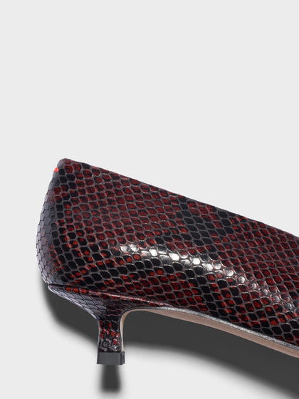 Aeyde | Clara Pointed-Toe Pumps Leather Pumps for Women | Port Snake | Pointed Toe | Low Heel | Heel Details