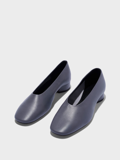 Aeyde | Delia Low-Heeled Ballet Pumps Leather Flats for Women | Dusty Purple Nappa | Round Toe | Low Heel | Luxury Materials | Handmade in Italy