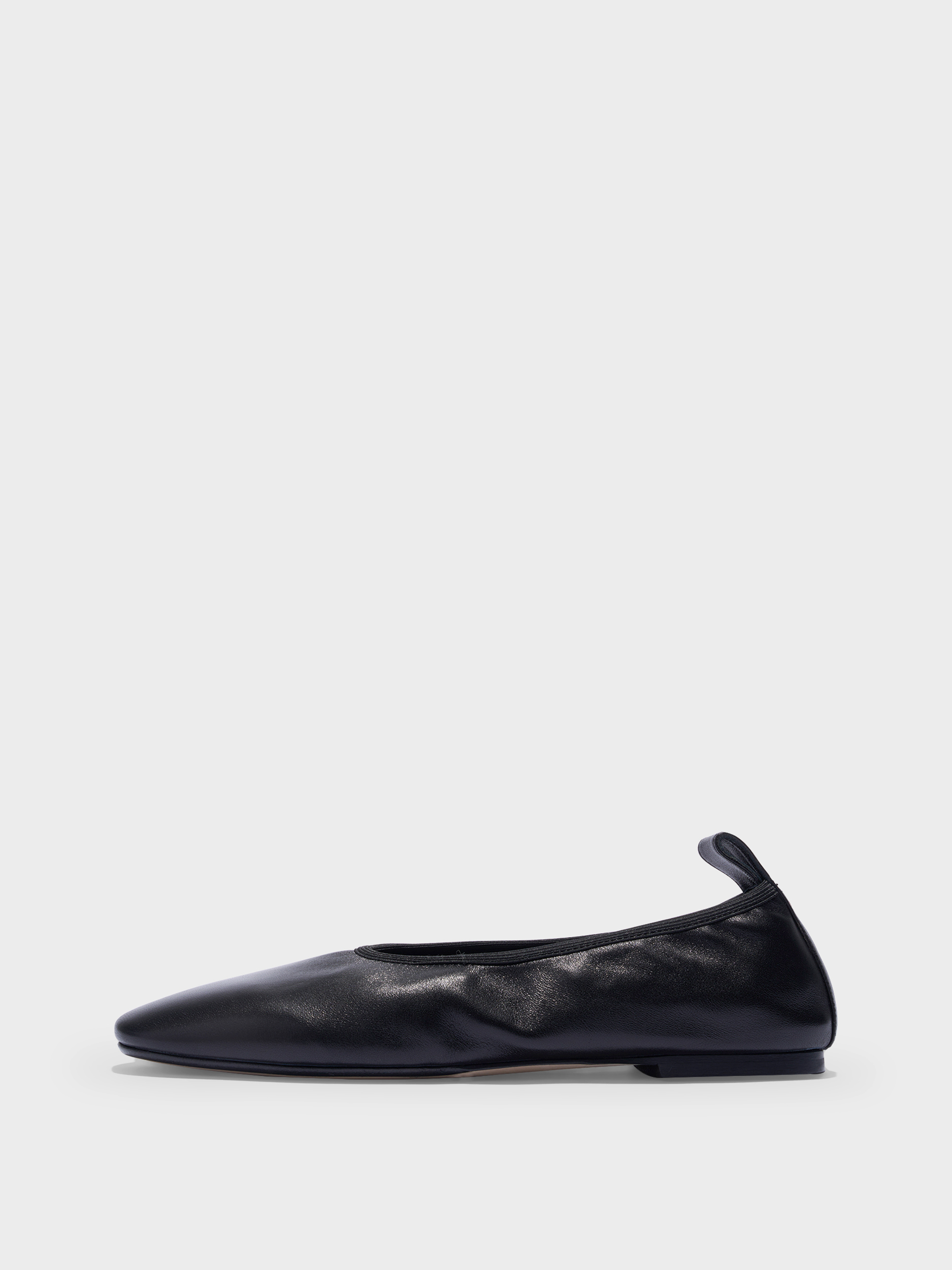 Aeyde | Dex Leather Flats Leather Flats for Women | Black Nappa | Round Toe | Flat Heel | Side View