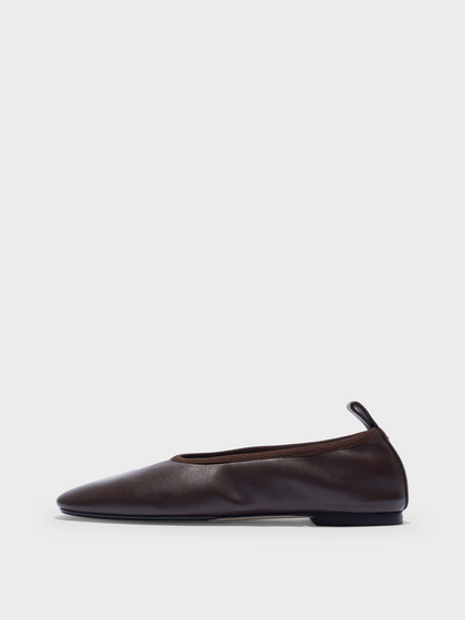 Aeyde | Dex Leather Flats Leather Flats for Women | Moka Nappa | Round Toe | Flat Heel | Side View