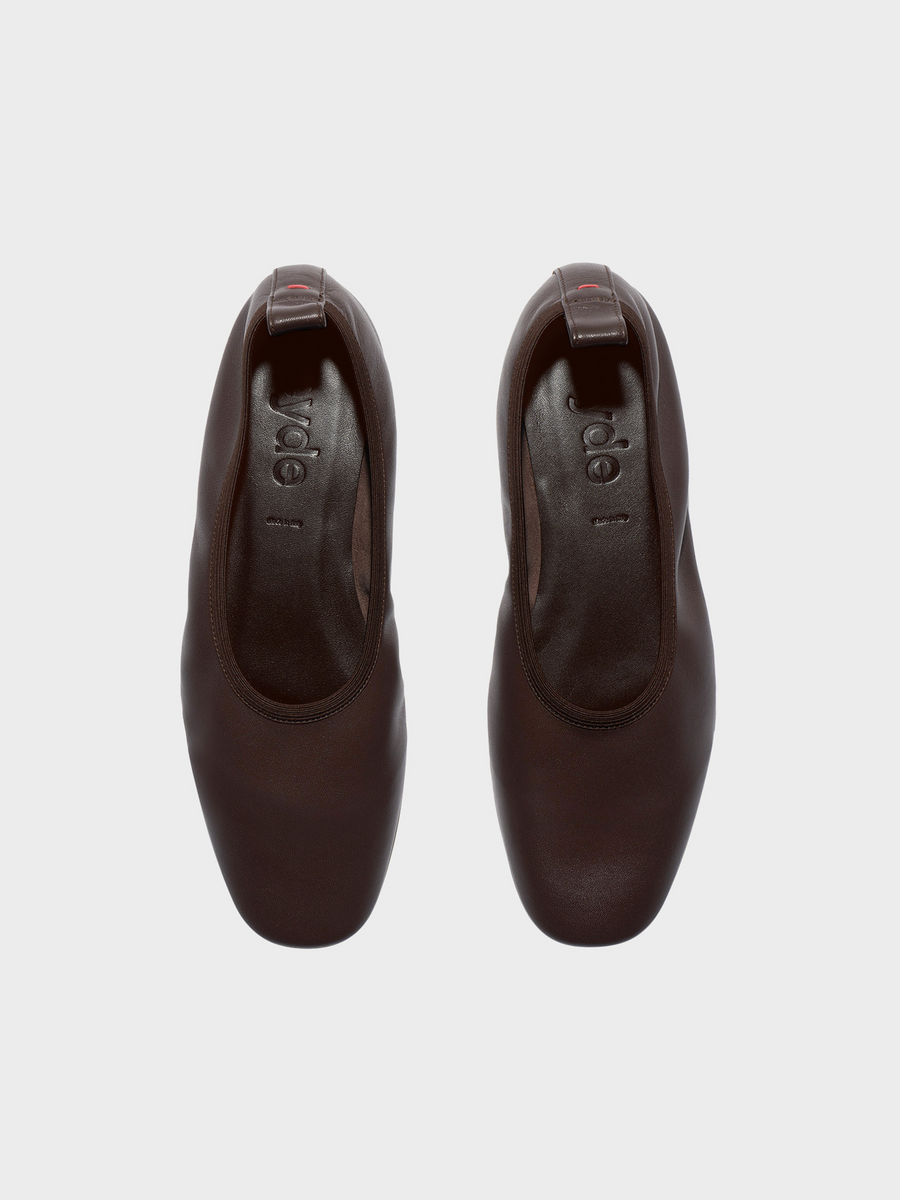 Aeyde | Dex Leather Flats Leather Flats for Women | Moka Nappa | Round Toe | Flat Heel | Front View