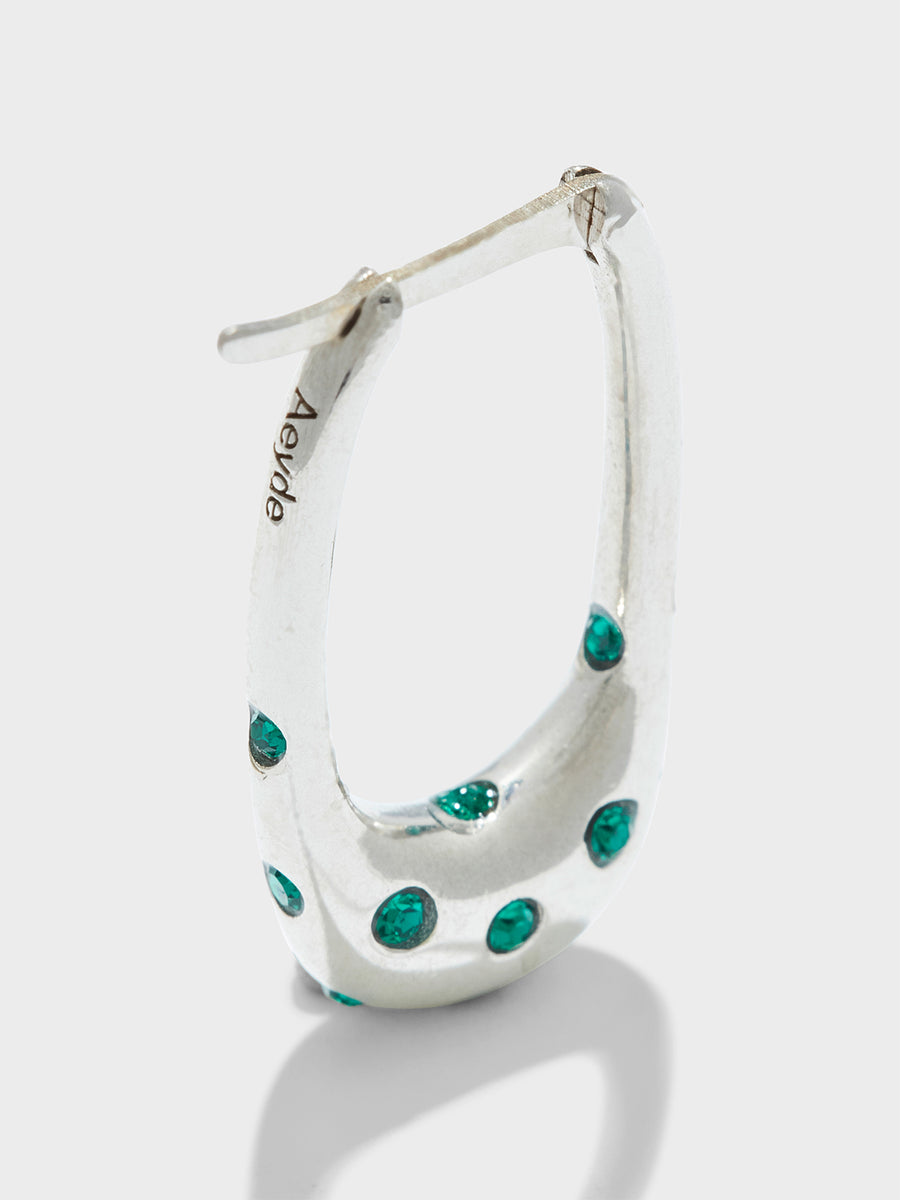 Aeyde | Elijah Crystal and Palladium-Plated Hoop Earrings for Women | Luxury Materials | Handmade in Italy | Material Details