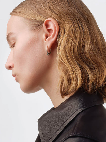Aeyde | Elijah Crystal and Palladium-Plated Hoop Earrings for Women | Luxury Materials | Handmade in Italy | On Model