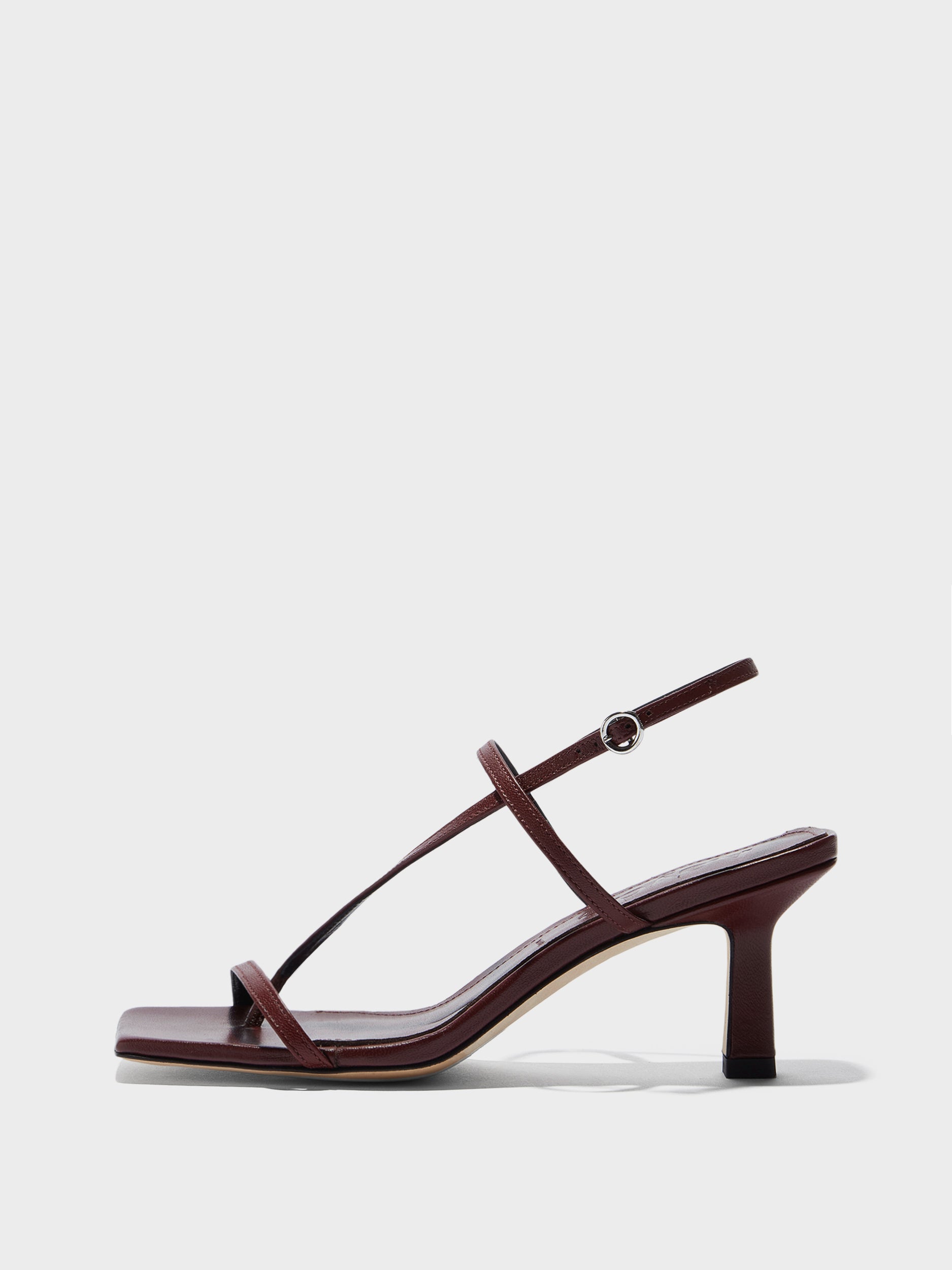 Aeyde | Elise Leather Heeled Sandals for Women | Port Nappa | Square Toe | Mid Heel | Side View