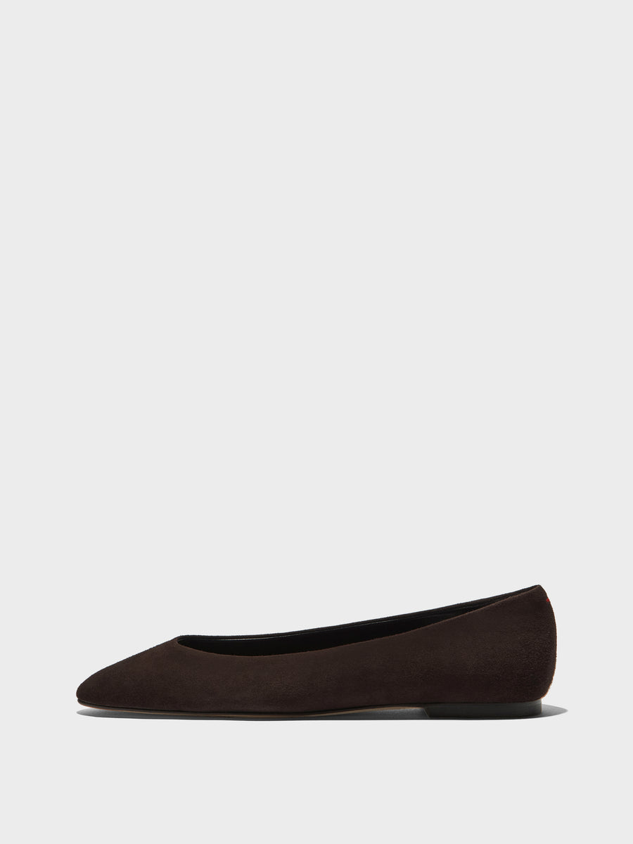 Ellie Suede Almond-Toe Flats
