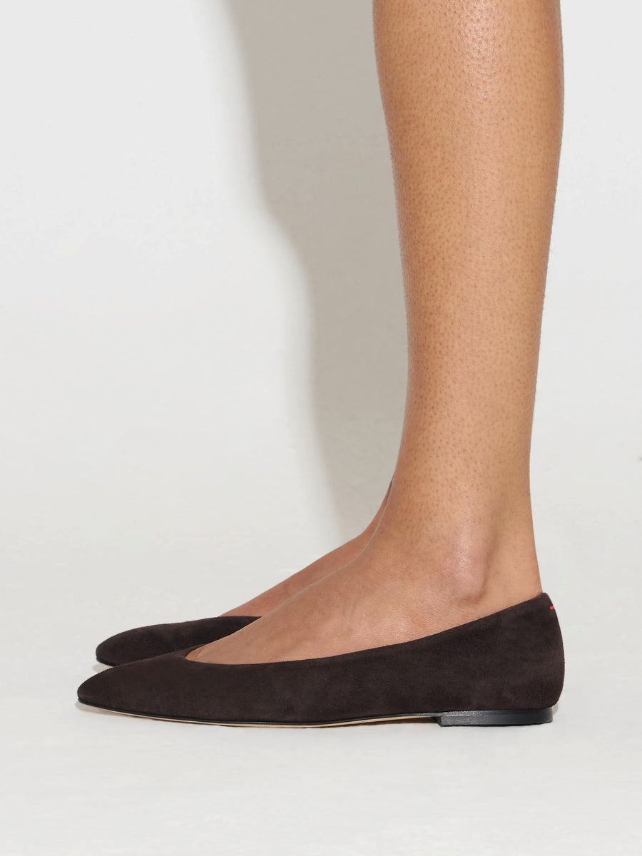 Ellie Suede Almond-Toe Flats