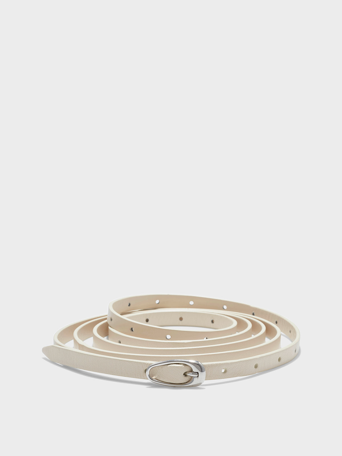 Aeyde | Ellie Double-Wrap Leather Belt Leather Belt for Women | Creamy/Silver | Luxury Materials | Handmade in Italy