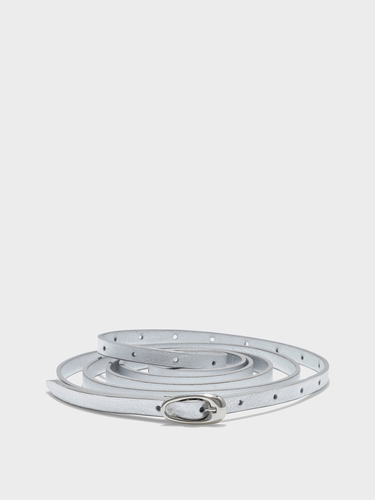Aeyde | Ellie Double-Wrap Leather Belt Leather Belt for Women | Silver | Luxury Materials | Handmade in Italy