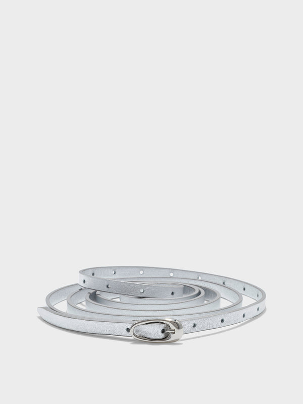 Aeyde | Ellie Double-Wrap Leather Belt Leather Belt for Women | Silver | Luxury Materials | Handmade in Italy
