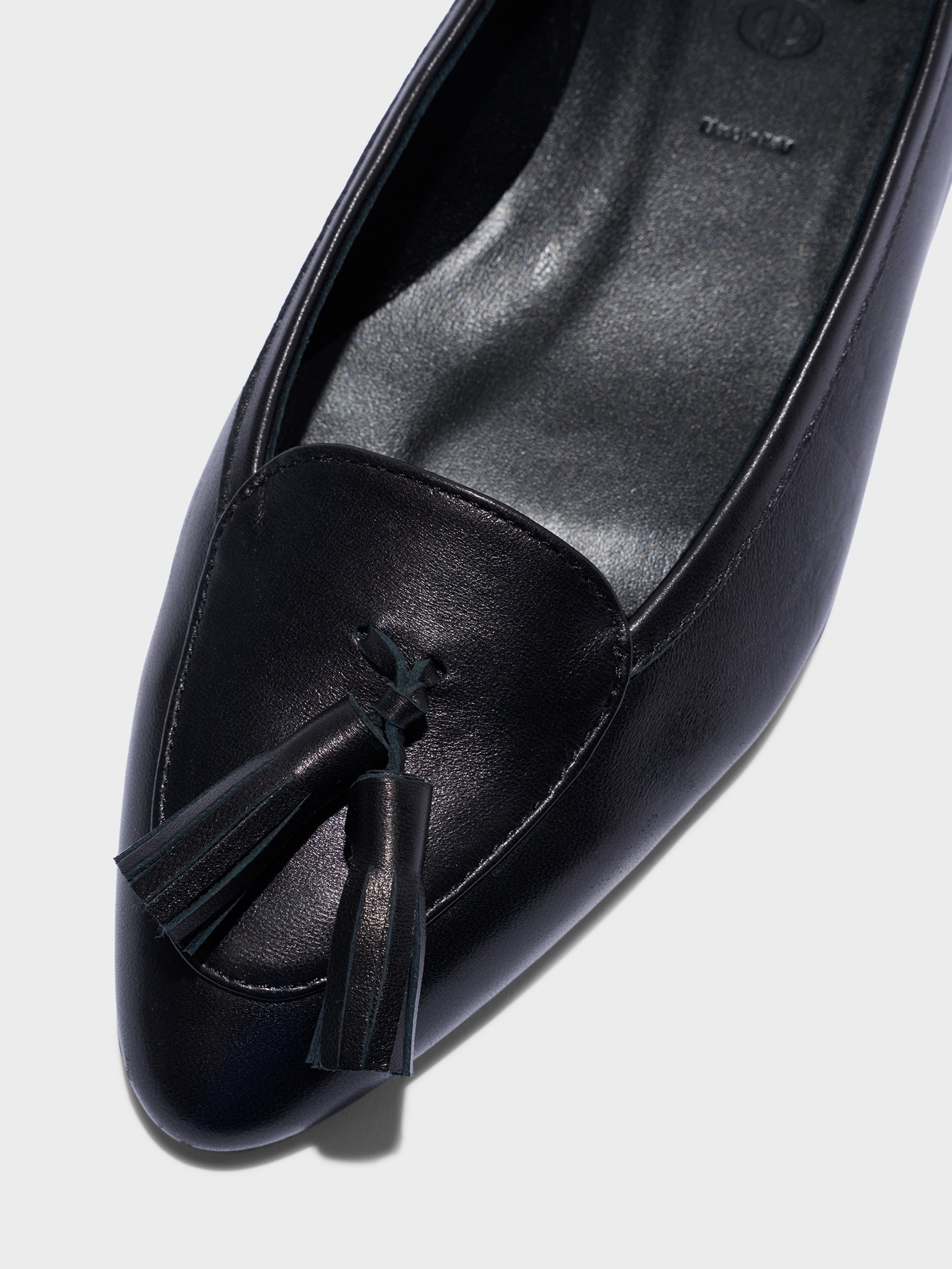 Aeyde | Floris Tassel Flats Leather Flats for Women | Black Nappa | Round Toe | Flat Heel | Heel Details