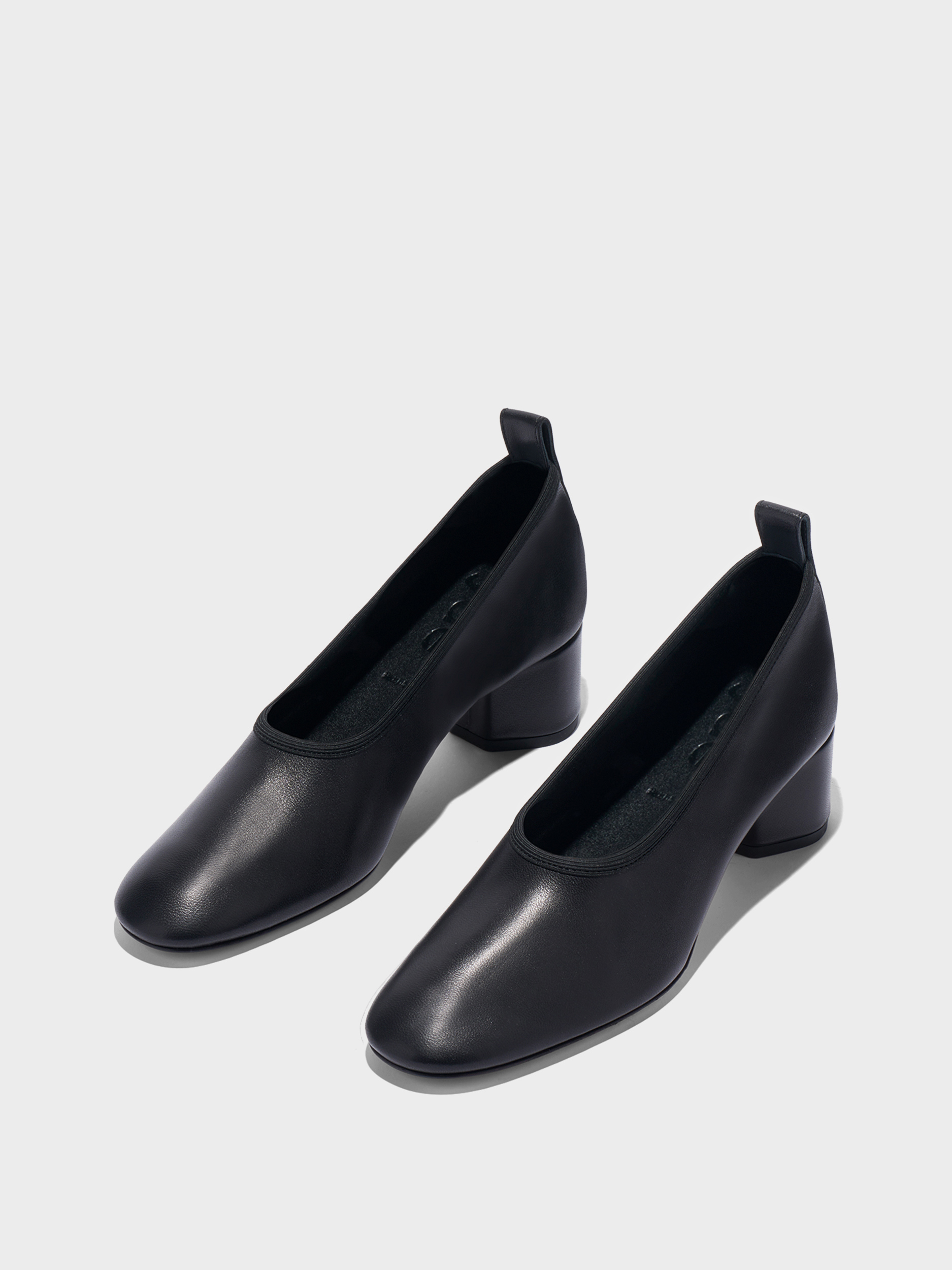 Aeyde | Gemma Leather Pumps for Women | Black Nappa | Round Toe | Low Heel | Luxury Materials | Handmade in Italy